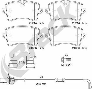 Breck 25214 00 554 10 - Bremsbelagsatz, Scheibenbremse alexcarstop-ersatzteile.com