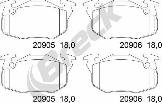 Breck 20906 00 702 00 - Bremsbelagsatz, Scheibenbremse alexcarstop-ersatzteile.com