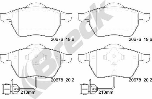 Breck 20676 00 701 10 - Bremsbelagsatz, Scheibenbremse alexcarstop-ersatzteile.com