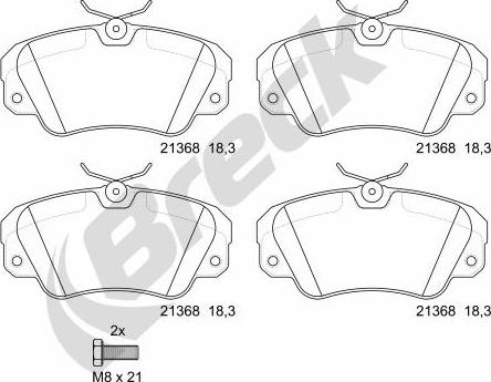 Breck 21368 00 701 00 - Bremsbelagsatz, Scheibenbremse alexcarstop-ersatzteile.com