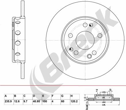 Breck BR 010 SA100 - Bremsscheibe alexcarstop-ersatzteile.com