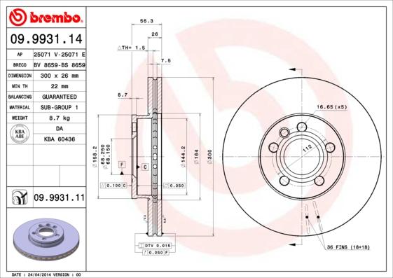 Brembo 09.9931.11 - Bremsscheibe alexcarstop-ersatzteile.com