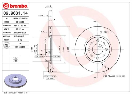 Brembo 09.9631.14 - Bremsscheibe alexcarstop-ersatzteile.com