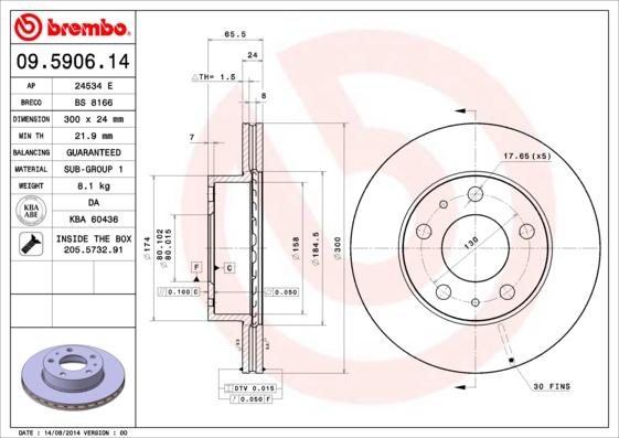 Brembo 09.5906.14 - Bremsscheibe alexcarstop-ersatzteile.com