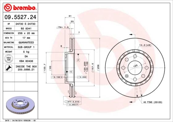 Brembo 09.5527.24 - Bremsscheibe alexcarstop-ersatzteile.com