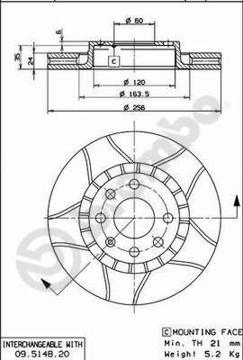 Brembo 09.5148.76 - Bremsscheibe alexcarstop-ersatzteile.com