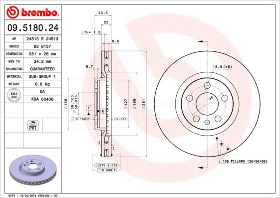 Brembo 09.5180.24 - Bremsscheibe alexcarstop-ersatzteile.com