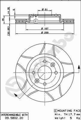 Brembo 09.5802.76 - Bremsscheibe alexcarstop-ersatzteile.com