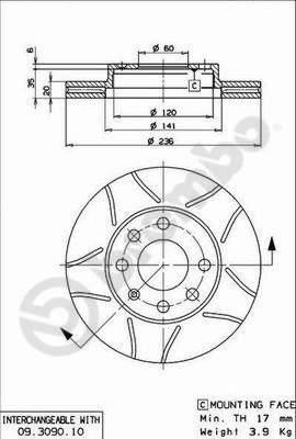 Brembo 09.3090.75 - Bremsscheibe alexcarstop-ersatzteile.com