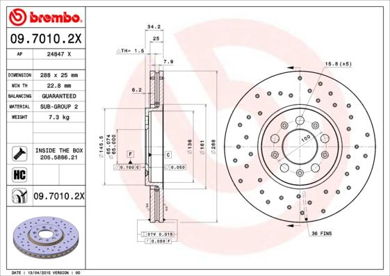 Brembo 09.7010.2X - Bremsscheibe alexcarstop-ersatzteile.com