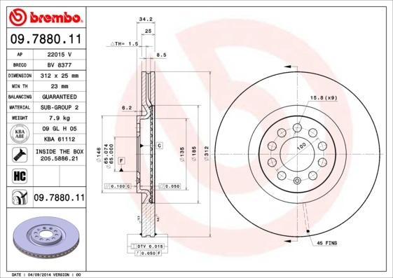 Brembo 09.7880.11 - Bremsscheibe alexcarstop-ersatzteile.com