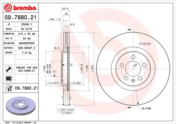 Brembo 09.7880.21 - Bremsscheibe alexcarstop-ersatzteile.com