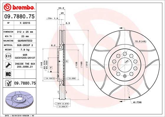 Brembo 09.7880.75 - Bremsscheibe alexcarstop-ersatzteile.com