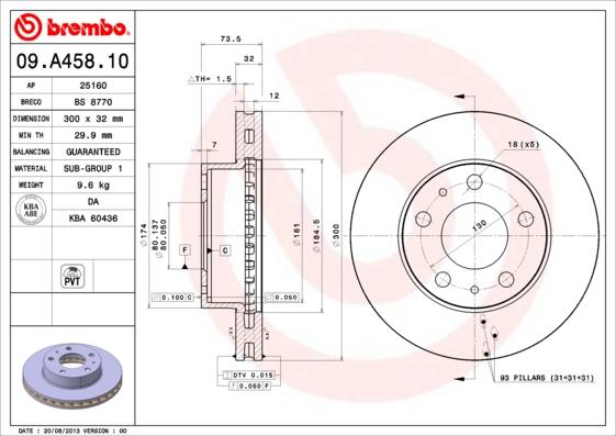 Brembo 09.A458.10 - Bremsscheibe alexcarstop-ersatzteile.com