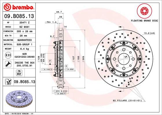 Brembo 09.B085.13 - Bremsscheibe alexcarstop-ersatzteile.com