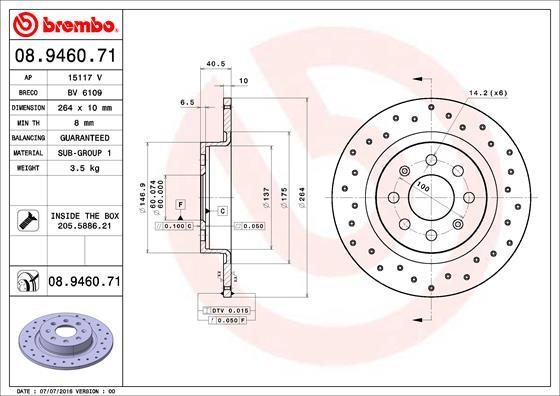 Brembo 08.9460.71 - Bremsscheibe alexcarstop-ersatzteile.com