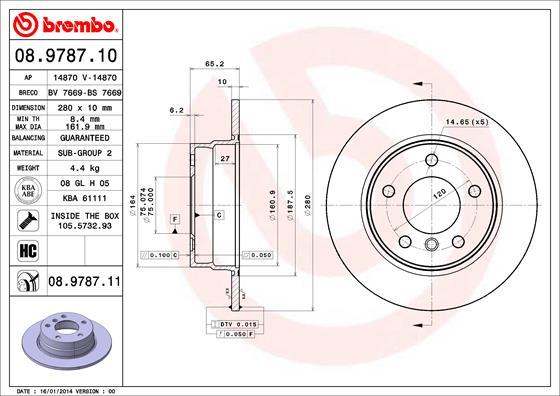 Brembo 08.9787.10 - Bremsscheibe alexcarstop-ersatzteile.com