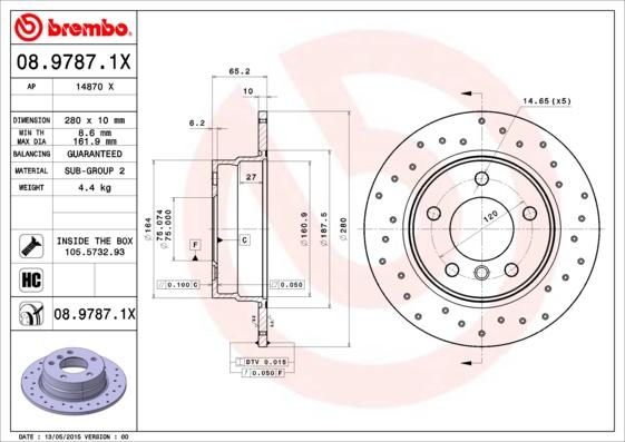 Brembo 08.9787.1X - Bremsscheibe alexcarstop-ersatzteile.com