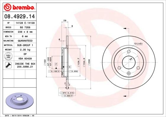 Brembo 08.4929.14 - Bremsscheibe alexcarstop-ersatzteile.com