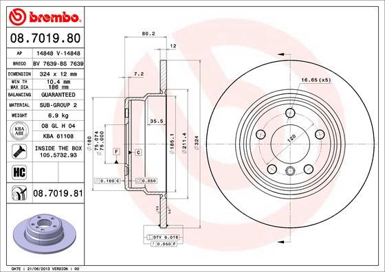 Brembo 08.7019.80 - Bremsscheibe alexcarstop-ersatzteile.com