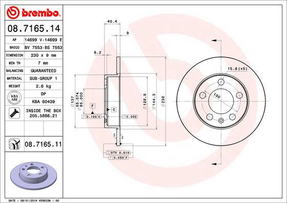 Brembo 08.7165.14 - Bremsscheibe alexcarstop-ersatzteile.com