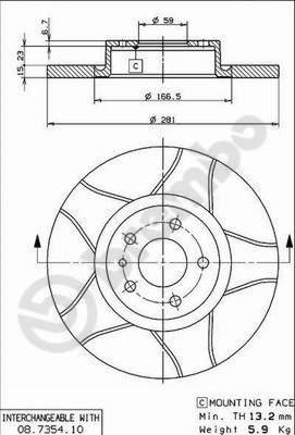 Brembo 08.7354.75 - Bremsscheibe alexcarstop-ersatzteile.com