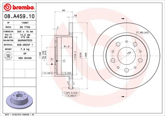 Brembo 08.A459.10 - Bremsscheibe alexcarstop-ersatzteile.com