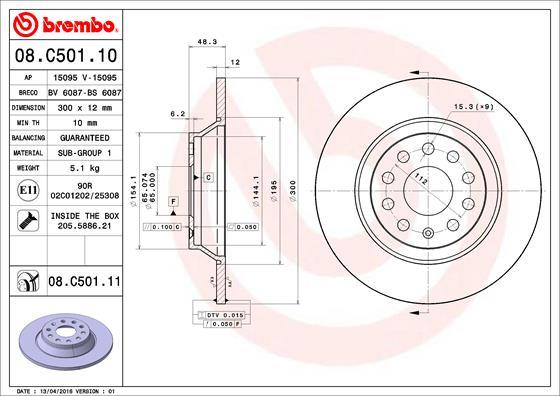 Brembo 08.C501.11 - Bremsscheibe alexcarstop-ersatzteile.com