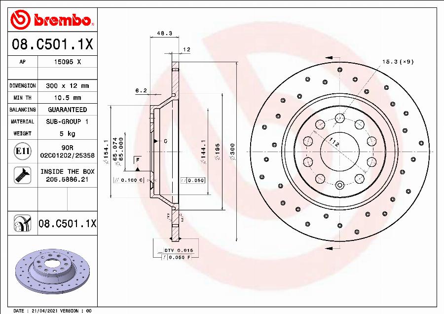 Brembo 08.C501.1X - Bremsscheibe alexcarstop-ersatzteile.com