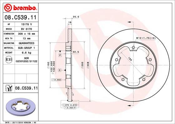 Brembo 08.C539.11 - Bremsscheibe alexcarstop-ersatzteile.com