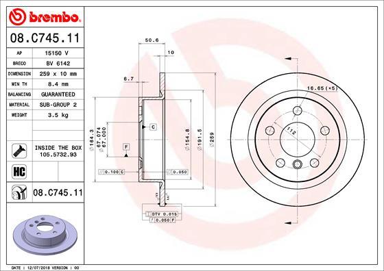 Brembo 08.C745.11 - Bremsscheibe alexcarstop-ersatzteile.com