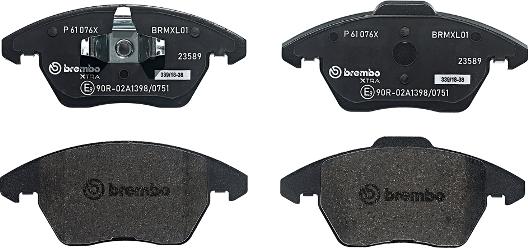 Brembo P 61 076X - Bremsbelagsatz, Scheibenbremse alexcarstop-ersatzteile.com