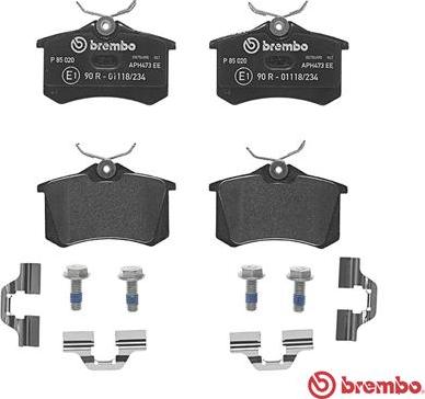 Brembo P 85 020 - Bremsbelagsatz, Scheibenbremse alexcarstop-ersatzteile.com