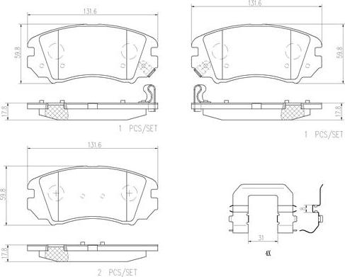 Brembo P30043N - Bremsbelagsatz, Scheibenbremse alexcarstop-ersatzteile.com