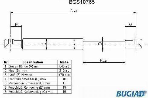 Bugiad BGS10765 - Gasfeder, Koffer / Laderaum alexcarstop-ersatzteile.com