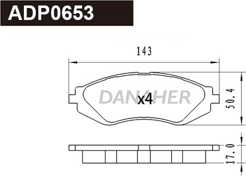 Danaher ADP0653 - Bremsbelagsatz, Scheibenbremse alexcarstop-ersatzteile.com