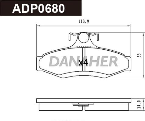 Danaher ADP0680 - Bremsbelagsatz, Scheibenbremse alexcarstop-ersatzteile.com