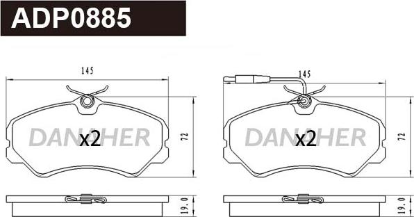 Danaher ADP0885 - Bremsbelagsatz, Scheibenbremse alexcarstop-ersatzteile.com