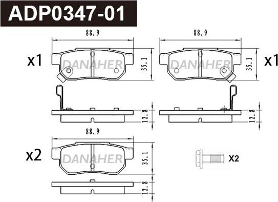 Danaher ADP0347-01 - Bremsbelagsatz, Scheibenbremse alexcarstop-ersatzteile.com