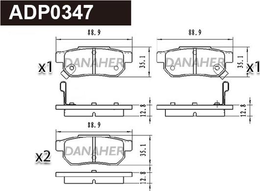 Danaher ADP0347 - Bremsbelagsatz, Scheibenbremse alexcarstop-ersatzteile.com