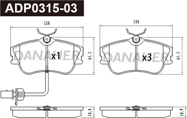 Danaher ADP0315-03 - Bremsbelagsatz, Scheibenbremse alexcarstop-ersatzteile.com