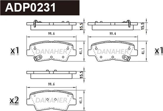 Danaher ADP0231 - Bremsbelagsatz, Scheibenbremse alexcarstop-ersatzteile.com