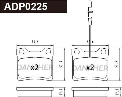 Danaher ADP0225 - Bremsbelagsatz, Scheibenbremse alexcarstop-ersatzteile.com