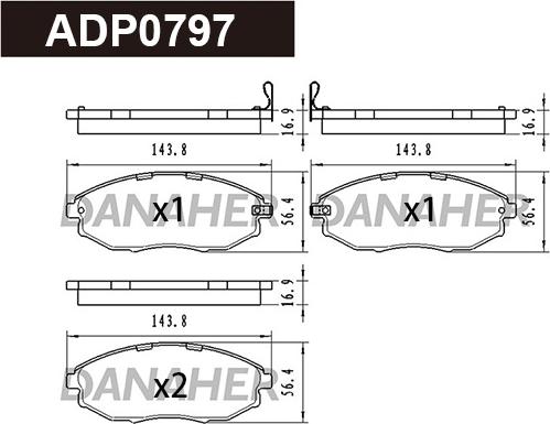 Danaher ADP0797 - Bremsbelagsatz, Scheibenbremse alexcarstop-ersatzteile.com