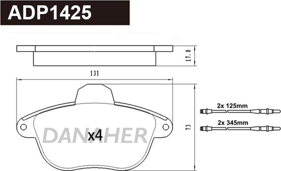 Danaher ADP1425 - Bremsbelagsatz, Scheibenbremse alexcarstop-ersatzteile.com