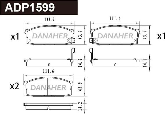 Danaher ADP1599 - Bremsbelagsatz, Scheibenbremse alexcarstop-ersatzteile.com