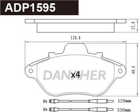 Danaher ADP1595 - Bremsbelagsatz, Scheibenbremse alexcarstop-ersatzteile.com