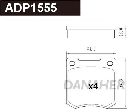 Danaher ADP1555 - Bremsbelagsatz, Scheibenbremse alexcarstop-ersatzteile.com