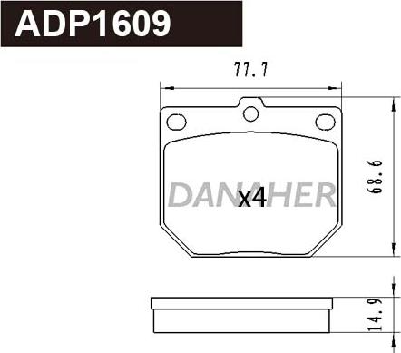 Danaher ADP1609 - Bremsbelagsatz, Scheibenbremse alexcarstop-ersatzteile.com