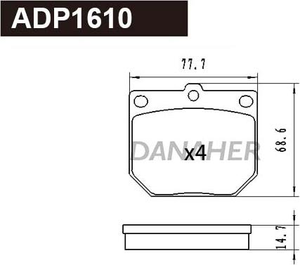 Danaher ADP1610 - Bremsbelagsatz, Scheibenbremse alexcarstop-ersatzteile.com